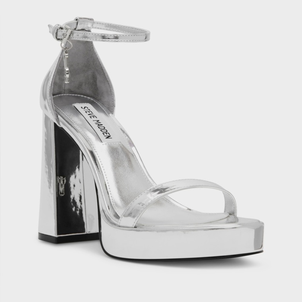 Steve Madden Veronika Silver Block Heel Sandals – Size 10 & 11 ✨NEW- NO BOX
